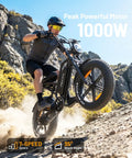 Rider on Beast Fat Tire Electric Bike For Adults With 20 Inch Wheels And 4 Inch Wide All Terrain Tires 750 Watt Continuous Power