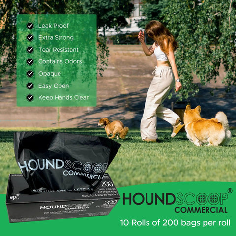 Bulk Pack Of 2000 Pet Waste Bags In Roll Format, Heavy Duty Pro-Grade Dog Poop Bags shown with woman walking dogs in park