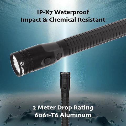 Beefy Rechargeable Full Size LED Dual Light Flashlight With 650 Lumen Main Beam And 200 Lumen Flood in waterproof setting