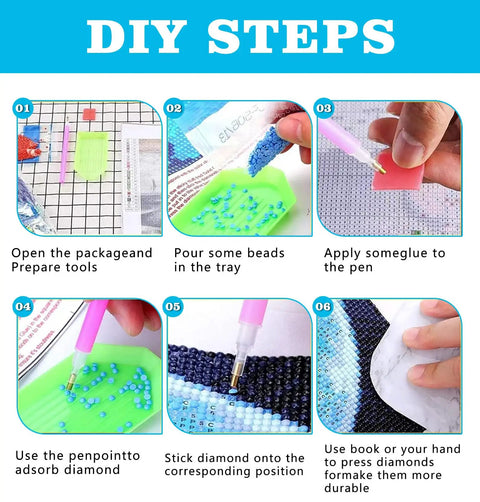 DIY steps for Diamond Painting Kit For Adults Beginners 5D Full Drill Flower Art Set 12x16 Inch DIY Gem Craft With Pen Tray Clay Rhinestones