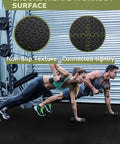 Interlocking Gym Floor Tiles 12 Pack Black Foam Mats for Home Gym and Garage, 23.6 by 23.6 Inch, Three Eighths Inch Thick in use