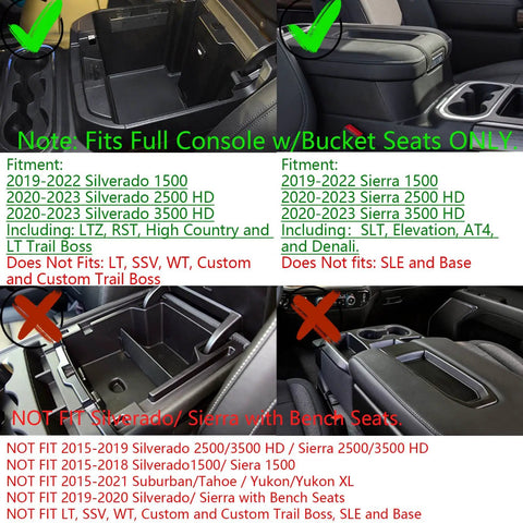 Center Console Organizer Tray For Full Size Trucks Fits Silverado 1500 Sierra 2500HD 3500HD With Bucket Seats in use view