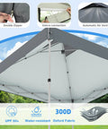 Close-up of 10x10 Pop Up Canopy Tent With Mosquito Netting Outdoor Portable Screen Shelter with UPF 50+ and water-resistant fabric features.