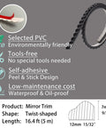 Flexible Molding And Mirror Trim Peel And Stick Self Adhesive Corner Trim For Walls Floors Cabinets And Countertops 0.47 Inch Wide By 196 Inch Long Easy Install No Residue with PVC material and twist shape