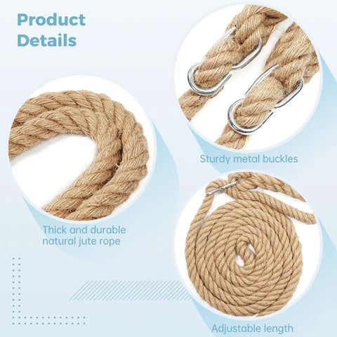 Product details of 118 inch adjustable hemp rope straps with metal buckles for Heavy Duty Wooden Tree Swing For Adults And Kids