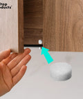 120 Pack Felt Cabinet Bumpers With Strong Self Adhesive Backing White Door And Drawer Pads For Furniture Surfaces in use on a cabinet.