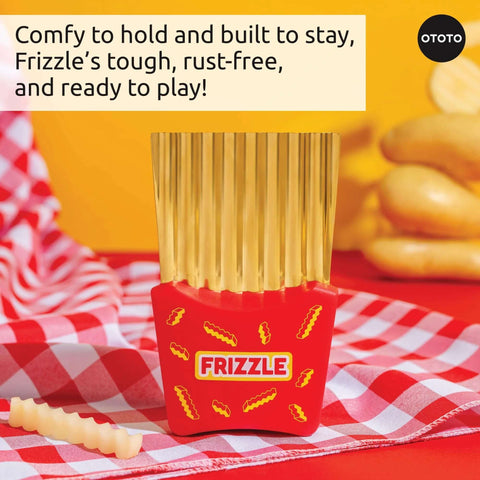 OTOTO Frizzle Crinkle Fry Cutter, red base with gold vertical blades