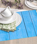 Ultra Absorbent Wood Grain Dish Drying Mat For Kitchen Counter With Microfiber Surface, Machine Washable, 16 By 18 Inches, Keeps Counters Dry And Tidy In A Snap; blue wood grain mat with dishes and napkins