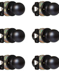 Six Pack Black Matte Ball Style Passage Door Knobs Set for Interior Doors Non Locking Closet and Pantry Doors Durable