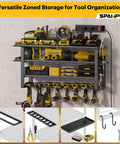 Heavy Duty Power Tool Organizer Wall Mount With 4 Tier Rack And 8 Drill Holders, Charging Station For Garage Workshop Storage, Built For Builders, A Killer Gift For Husband Or Dad