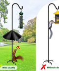Squirrel Proof Baffle For Bird Feeder Pole Mount Outdoor Guard Stopper Black 16 Inch Easy Install Slope Design shown in action on pole.