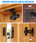 90 Degree Flip Barn Door Lock For Privacy And Security 304 Stainless Steel Gate Latch installed on wood door at various angles