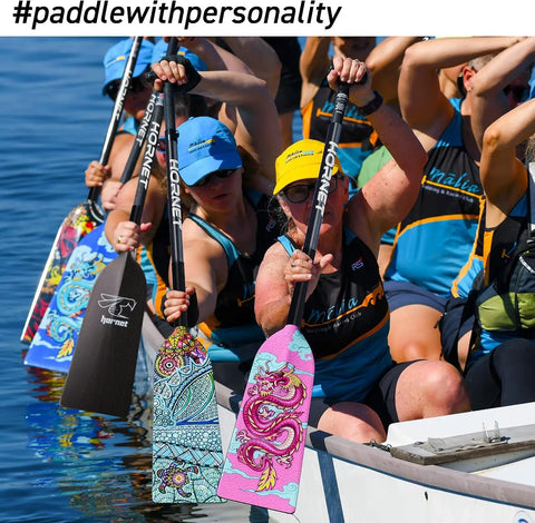 Dragon boat team using Making Waves Design Adjustable Carbon Fiber Dragon Boat Paddle With LeverLock IDBF Approved Lightweight 20 Oz