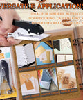 Heavy Duty 8mm Adjustable Single Hole Punch Set With Wood Countersink Drill Bit shown with crafting materials