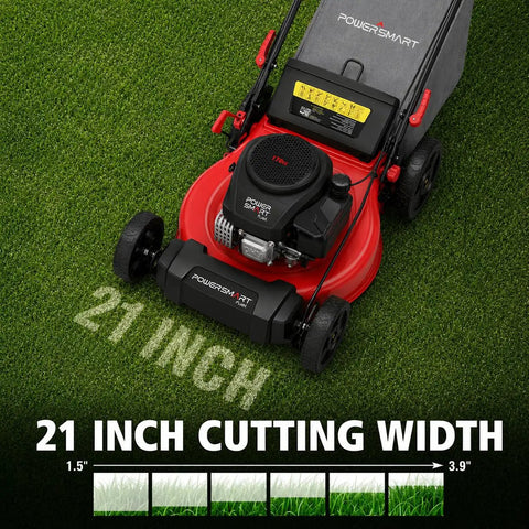 Gas Self Propelled Lawn Mower For Hills And Medium Yards, A Yard Workhorse With 170cc OHV Engine, 3 In 1 Mulching Bagging Discharge, 6 Position Height, Alloy Deck, Easy Start, Rear Wheel Drive 21-inch cutting width