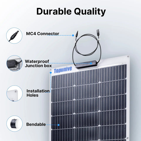 100W 12V Flexible Solar Panel For Off Grid Rigs And Marine Gear with MC4 Connector and waterproof junction box