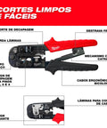 Badass Heavy Duty Wire Stripper With Auto Ratcheting Crimping Tool Rock Solid Pro Grade Build Precision Stripping Blades Built Tough For Contractors And Electricians On The Job Site Red. Image of crimping tool featuring steel body and ergonomic handles.