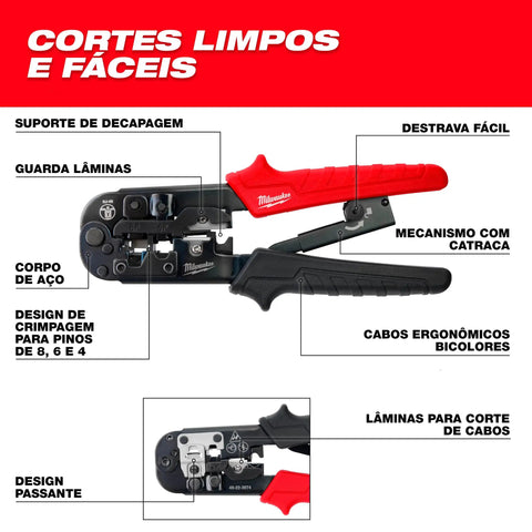 Badass Heavy Duty Wire Stripper With Auto Ratcheting Crimping Tool Rock Solid Pro Grade Build Precision Stripping Blades Built Tough For Contractors And Electricians On The Job Site Red. Image of crimping tool featuring steel body and ergonomic handles.