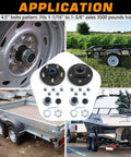 Trailer hub kits (2-set), black hubs, 5-on-4.5 in bolt pattern, prelubricated bearings