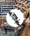 Super Lightweight Hydraulic Rebar Bender Machine For Tunnel Projects Bends Steel Rods Up To 32 Mm With Rapid 90 Degree Action visible among rebar grids.