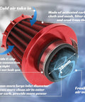 Red 38mm air filter from Predator 212 Stage 1 Carburetor Kit Replacement For 212cc 224cc 196cc Engines showing airflow direction and filter features.