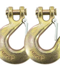 Two gold-colored forged clevis hooks with safety latches, 3/8 in, Amazon brand, heavy-duty (2 pack)