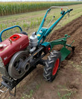 Compact Two Wheel Walk Behind Power Tiller For Gardening And Small Farms in use plowing soil