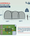Diagram of Backyard Baseball and Softball Batting Cage With Frame and Net, 22 by 13 by 9 Feet, Durable Fiberglass Poles layout