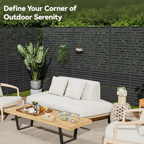 Outdoor Privacy Screen 72 Inch High By 47 Inch Wide Freestanding Decorative Panel With Stand Weather Resistant Divider Fence