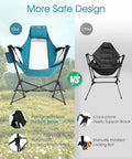 Two Pack Hammock Camping Chairs With Stand And Storage Bag, Portable Swinging Chairs For Adults, reinforced metal frame, blue