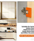 Magnetic Hinge Jig for Fast Door and Cabinet Installations shown on an indoor cabinet door with built-in magnetic positioning.
