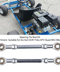 Heavy Duty Steering Tie Rod Kit With 155mm End Joints And Spherical Joints for go karts shown with engine and frame.