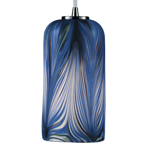 Molten Ocean Glass Mini Pendant Light In Satin Nickel Finish One Light Transitional Ceiling Fixture Hardwired Mount