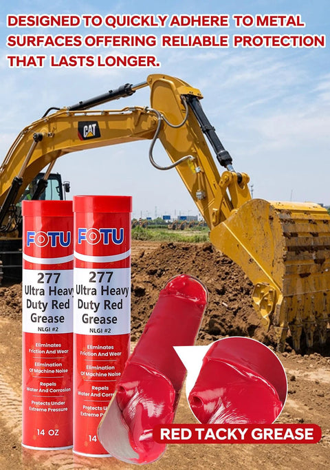 Front view: two red FOTU 277 Ultra Heavy-Duty Red Grease tubes, 14 oz each