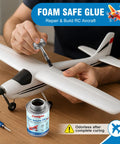 Foam Safe RC Glue With Built In Brush Cap For Precise Bonding And Quick Repairs On EPO EPP EPS KT Board Foam Aircraft Models 4 Ounce Bottle