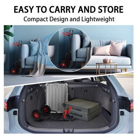 Folding Flatbed Hand Truck With Telescoping Handle Two Wheel Portable Dolly Cart Easy Fold stored in car trunk