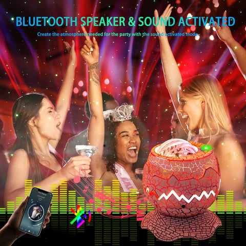 Party scene with Bluetooth 4 In 1 Aurora Galaxy Projector, white noise night light, and moving stars creating festive atmosphere