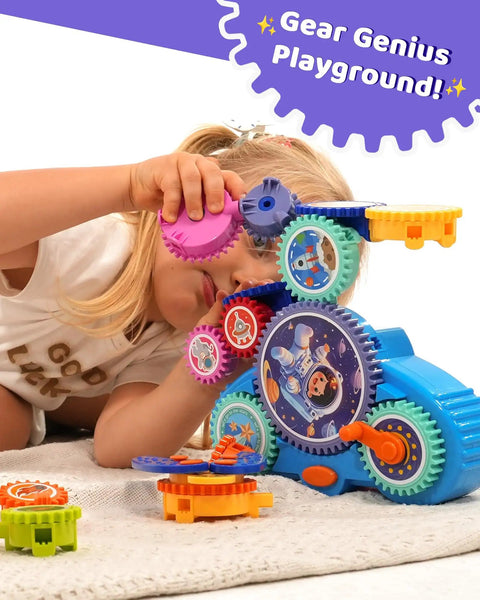 Child playing with Gear Building Toys For Kids Electric And Manual Construction Set For Ages 3 To 12 Learning Engineering Kit