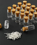 Totally Sweet Mini Glass Bottles With Cork Stoppers And Eye Screws Hella Practical Funnel Kit For Diy Crafts Perfume Sampling Raffle Prizes And Creative Hobby Builds 50 Piece 0.5Ml Pack with cork stoppers and silver eye screws.