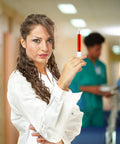 Woman holding a syringe pen from 36 Pack Syringe Pens Set With Retractable Tip In Multi Color Ink Red Black Blue For Nurse Gifts