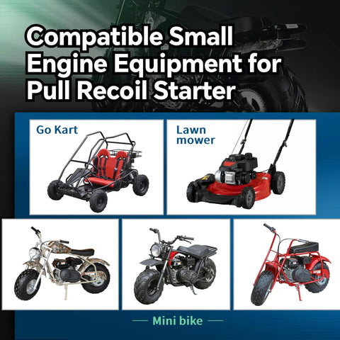Compatible equipment for Pull Starter Kit For Predator 212cc And 196cc Engine And Honda GX160 GX200, includes go kart and lawn mower