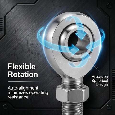 Shop Built Hot Rod Hardware Featuring Half Inch Chromoly Heim Joint Rod Ends With Left And Right Hand Threads For Steering Suspension And Traction Bars Wrench Turning Essential For Beatdown Drives - Detail of flexible rotation and precision design.