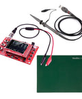 Oscilloscope DIY Kit Bundle with 100MHz Probe, clip probe, and ESD safe silicone mat for replacement of DSO138, perfect for hobbyists.