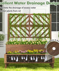 Raised Garden Bed With Trellis And Two Planter Boxes 2 Tier Outdoor Wooden Elevated Planter Box With Legs And Drainage Holes Built To Last From Durable Fir Wood For Flowers Herbs Vegetables And Fruits Brown, showcasing excellent water drainage design