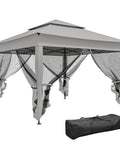 11 By 11 Pop Up Canopy With Screen Walls For Outdoor Use, Instant Gazebo Tent For Backyard And Garden with carry bag, light gray