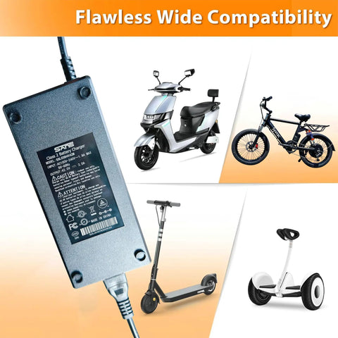 42V 2A Battery Charger For E Bike And Scooter, No Fuss 100 To 240VAC Input, OVP OCP SCP Protection, Red Green Charge Indicator, DC 2.1mm Connector, 5.5 By 2.1 Mm, Perfect For 36V Lithium Packs Including Pocket Mod And Sports Mod