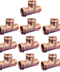 Three Quarter Copper Press Tee Fitting No Lead Pro Press Copper Tee For Residential And Commercial Plumbing Works With Type M L Or K Copper Tubing Lead Free Three Way Connection Durable Copper Pipe Fitting, pack of 10