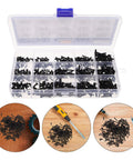 450 Piece Black Carbon Steel Self Tapping Screws Kit With Round Phillips Heads for Electronics and Small Gadgets