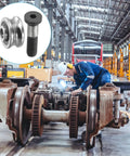 U Groove Bearing Kit 4 Pack 5x17x8mm SG15 Chrome Steel Ball Bearings with M5x23 Screws and technician working in a rail track system.