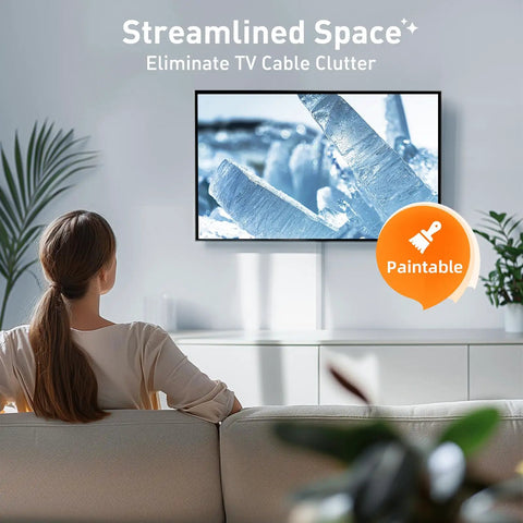 TV Cord Hider For Wall Mounts Paintable Cable Cover For 2 To 3 Wires Easy Install Wire Management For TV Cables Behind Your Flat Screen White UL94 V0 Safe, paintable white raceway behind wall-mounted TV